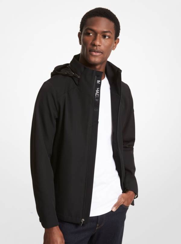 Panske Bundy Michael Kors Bonded Tech Jersey Hooded Čierne - Oblecenie Michael Kors Vypredaj | ROHZV-9583